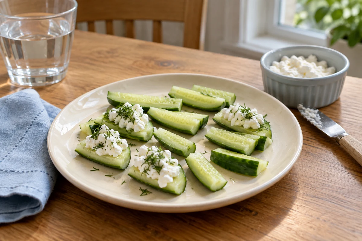 Gurken-Häppchen mit Hüttenkäse
