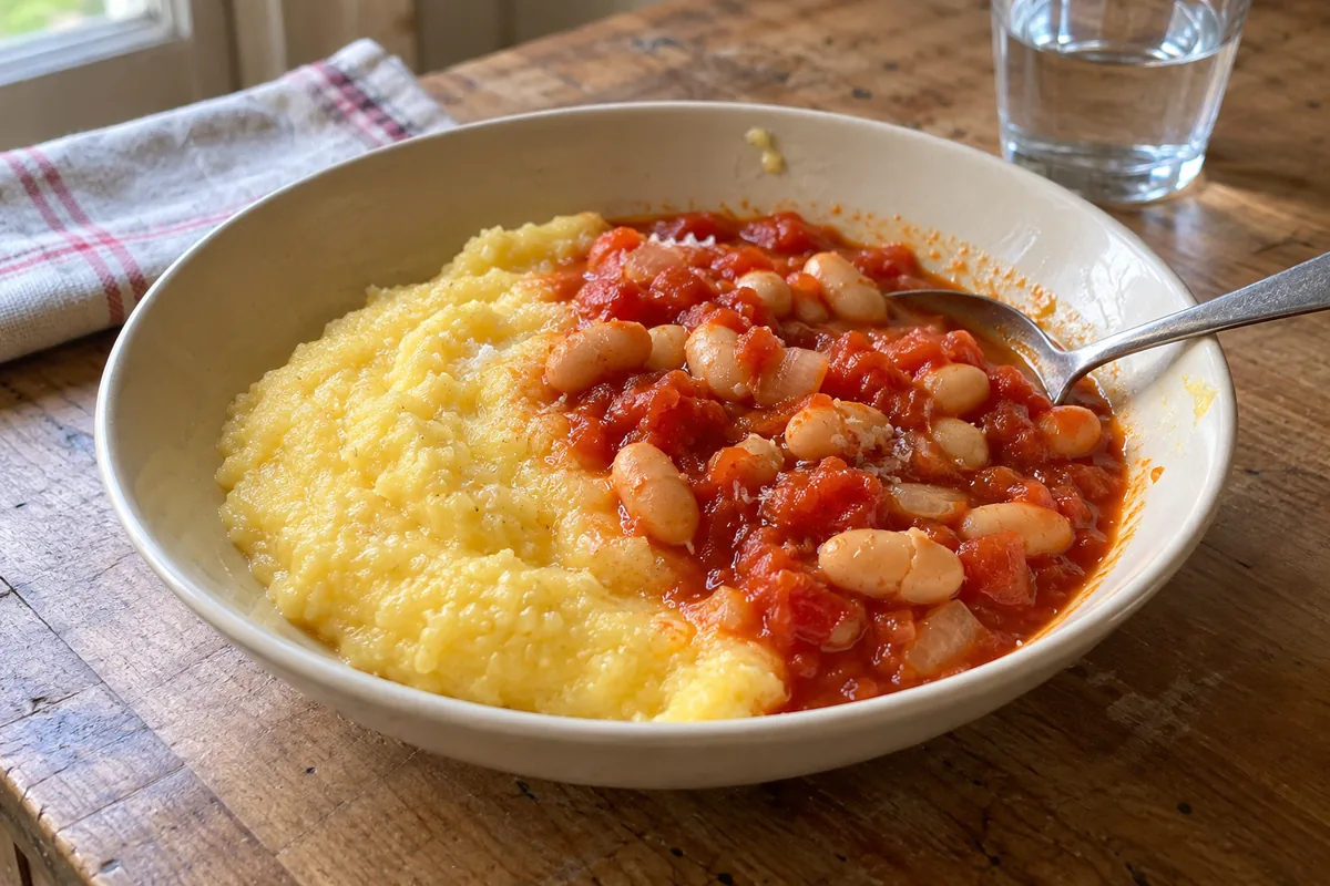 Cremige Polenta mit Tomaten-Bohnen