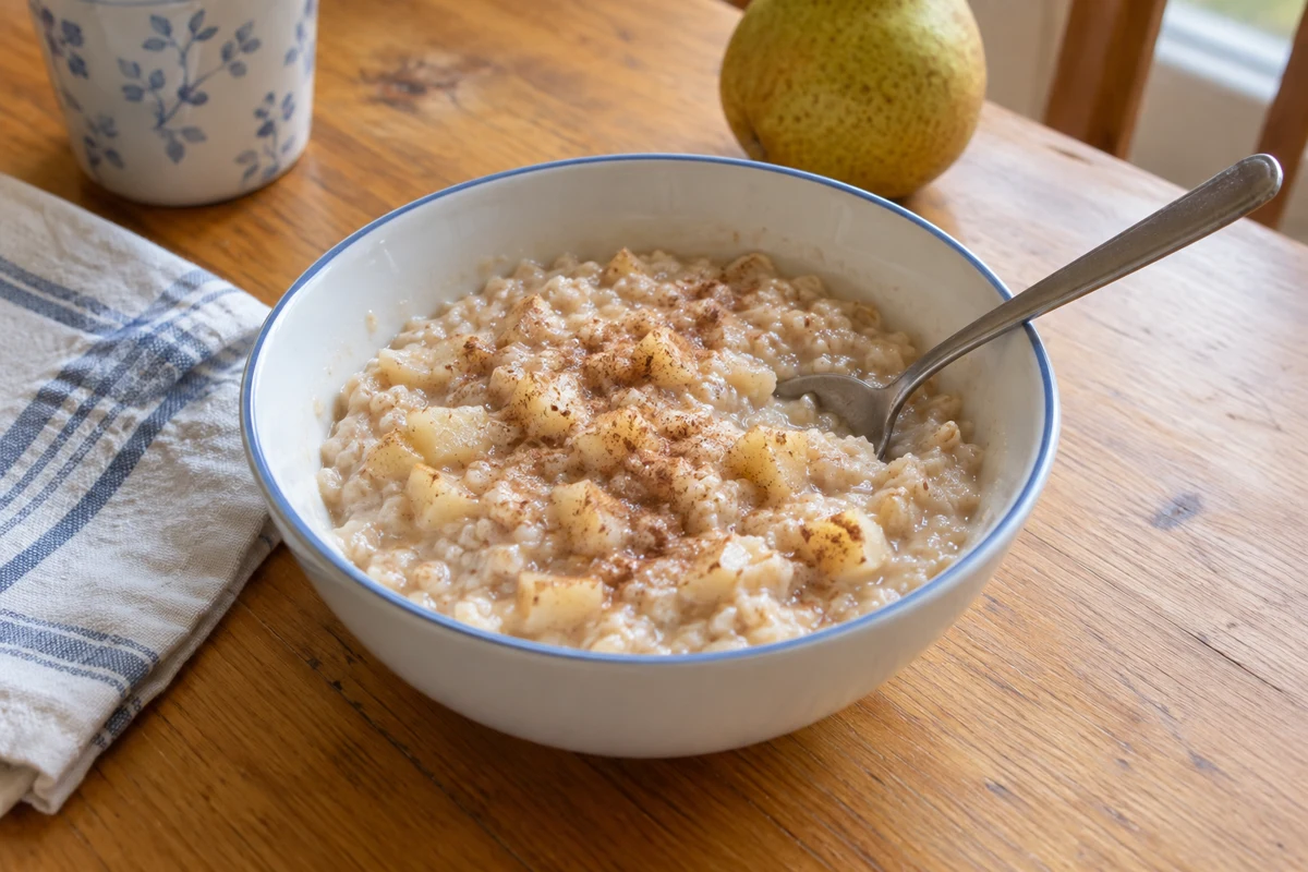Warm pear porridge