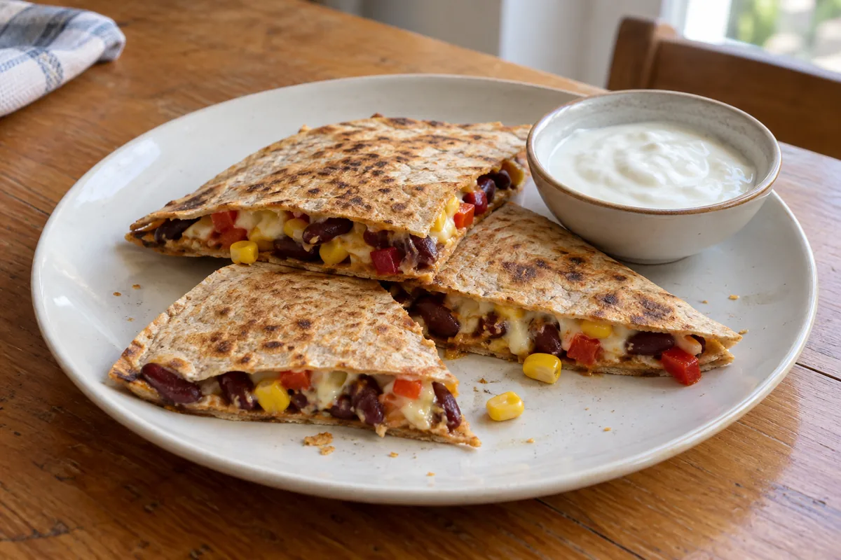 Milde Bohnen-Gemüse-Quesadillas