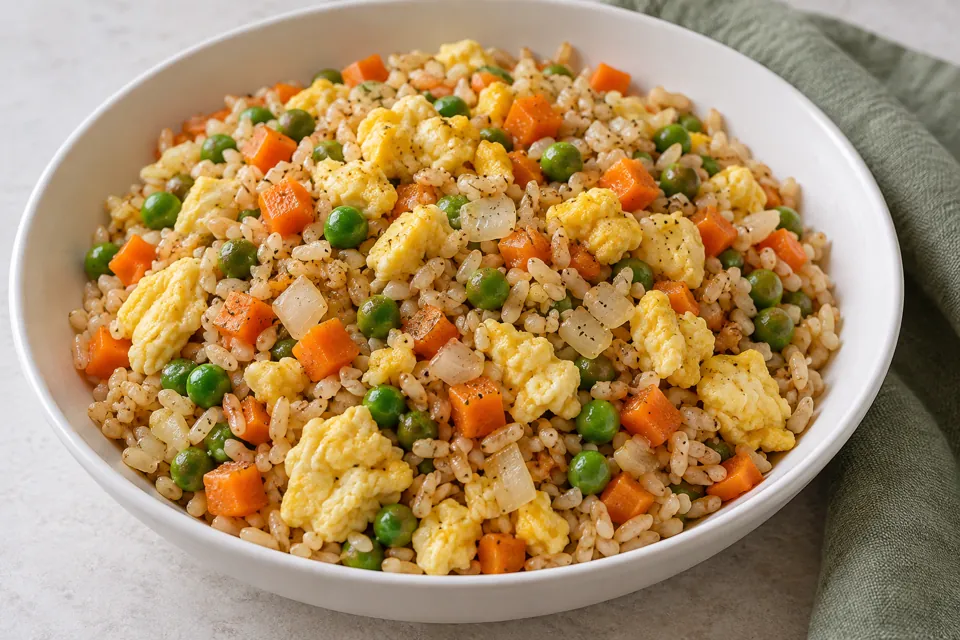 Colourful egg & vegetable rice