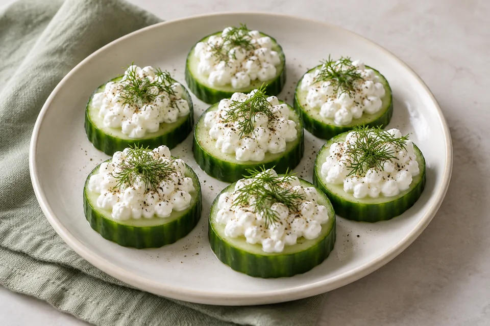 Cucumber & cottage cheese bites