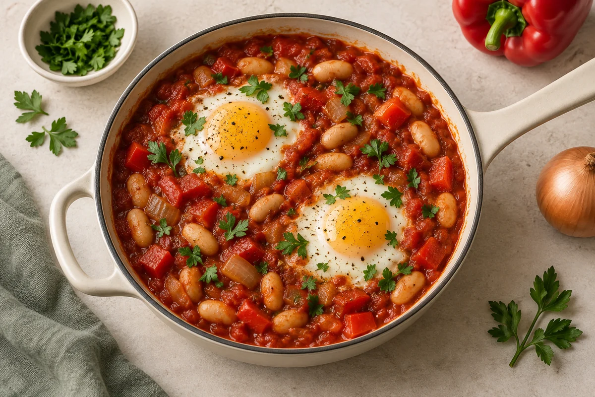 Mild tomato & bean eggs