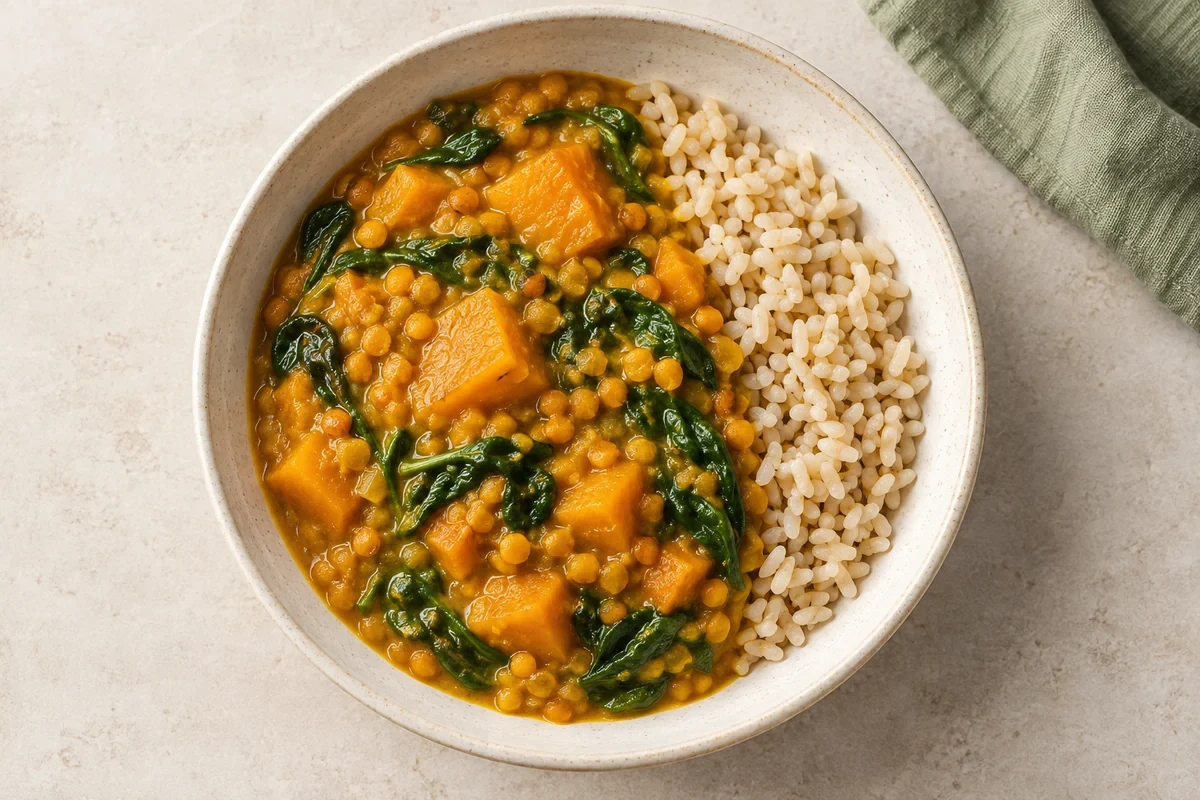 Mild pumpkin & lentil dal